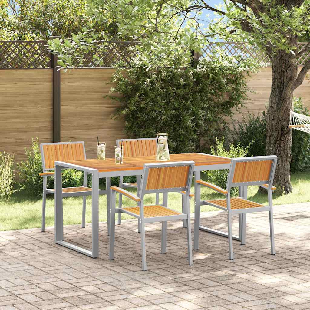 Garten Essgruppe 5 stk. Grau Massivholz Akazie