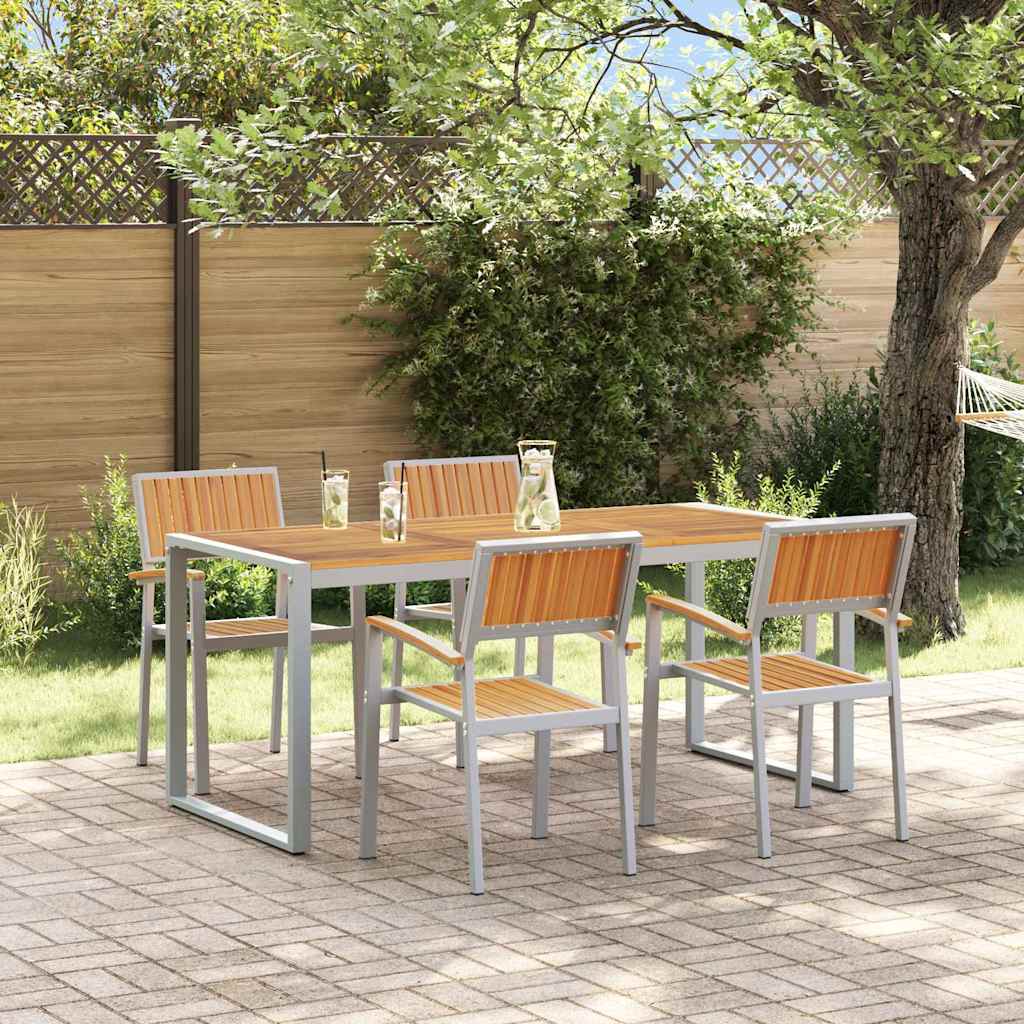 Garten Essgruppe 5 stk. Grau Massivholz Akazie