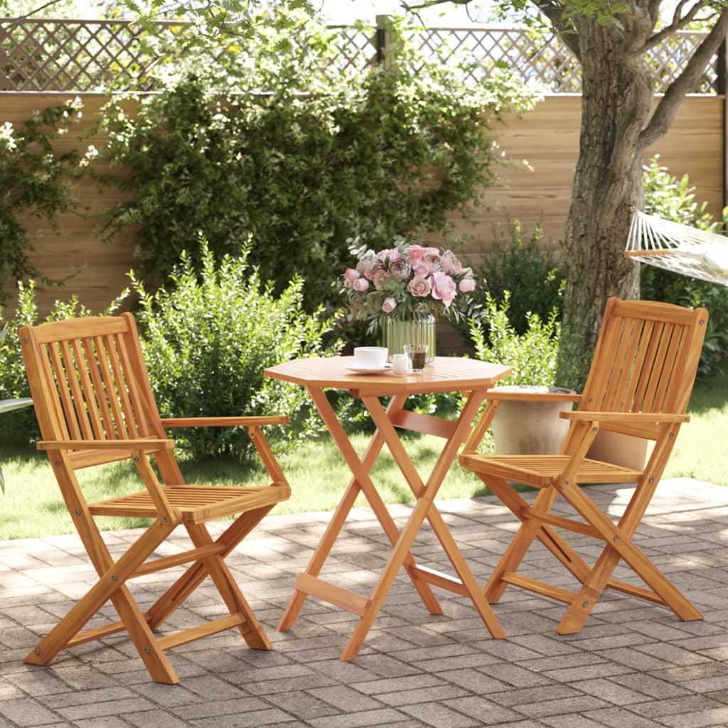 3-tlg. Bistro-Set Klappbar Massivholz Akazie