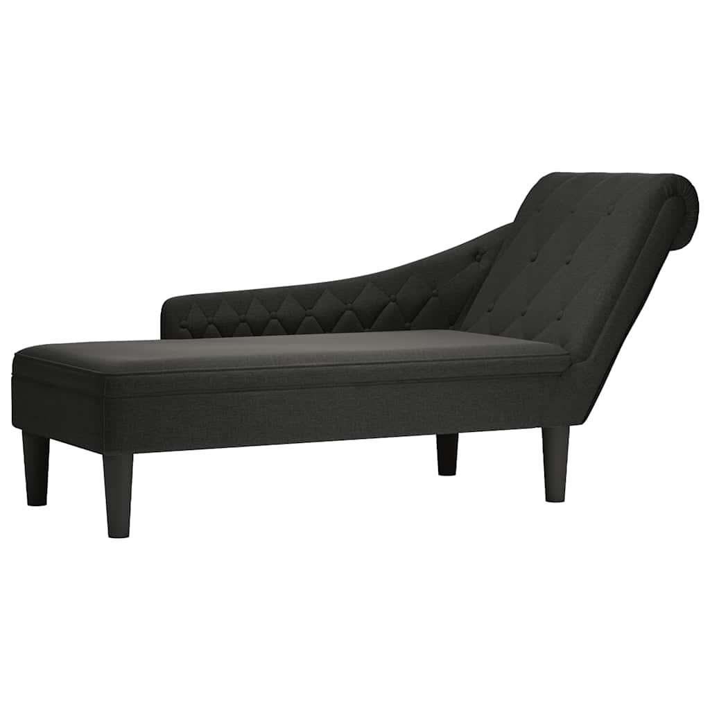 Chaiselongue mit Kissen und Rechter Armlehne Schwarz Stoff