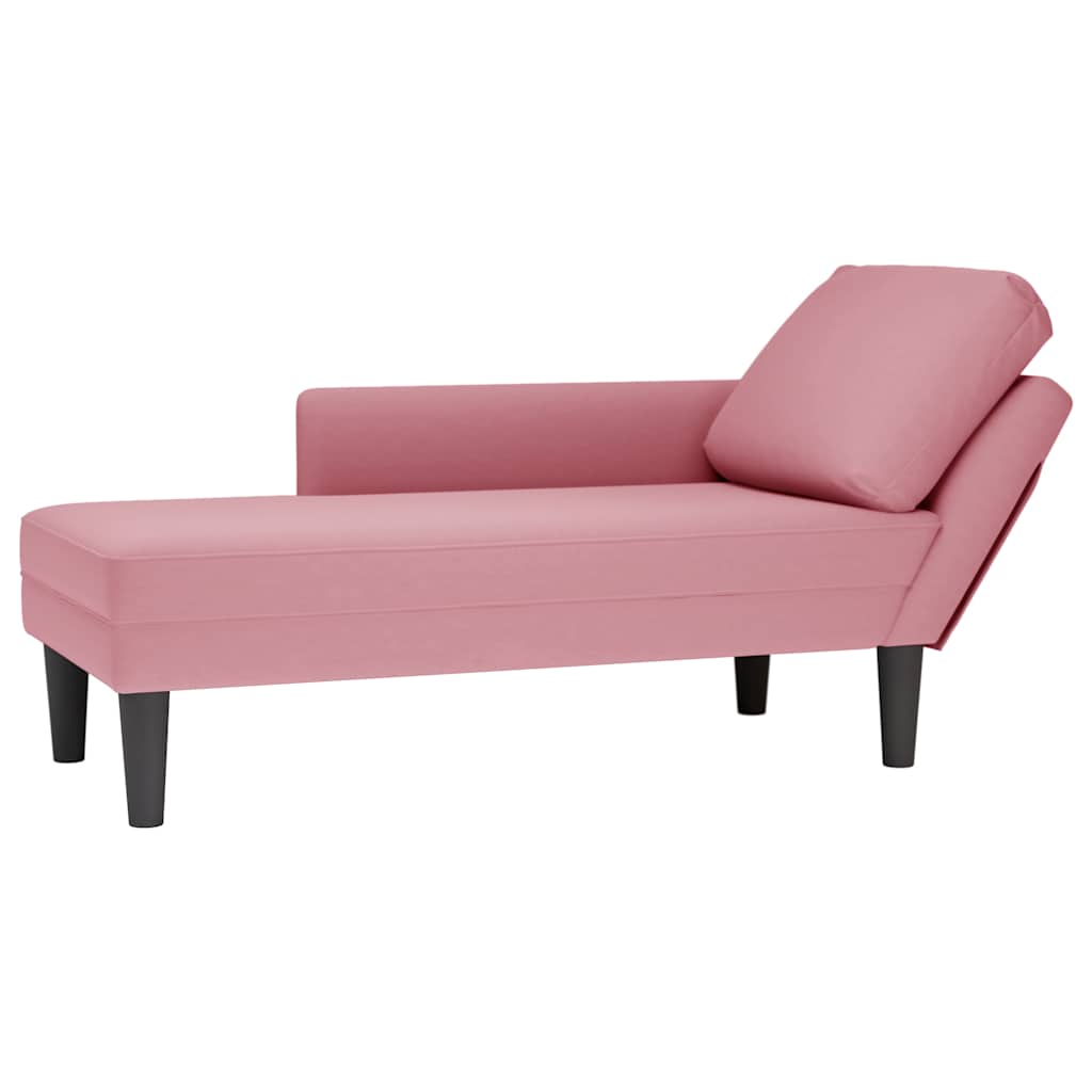 Chaiselongue mit Kissen und Rechter Armlehne Rosa Samt