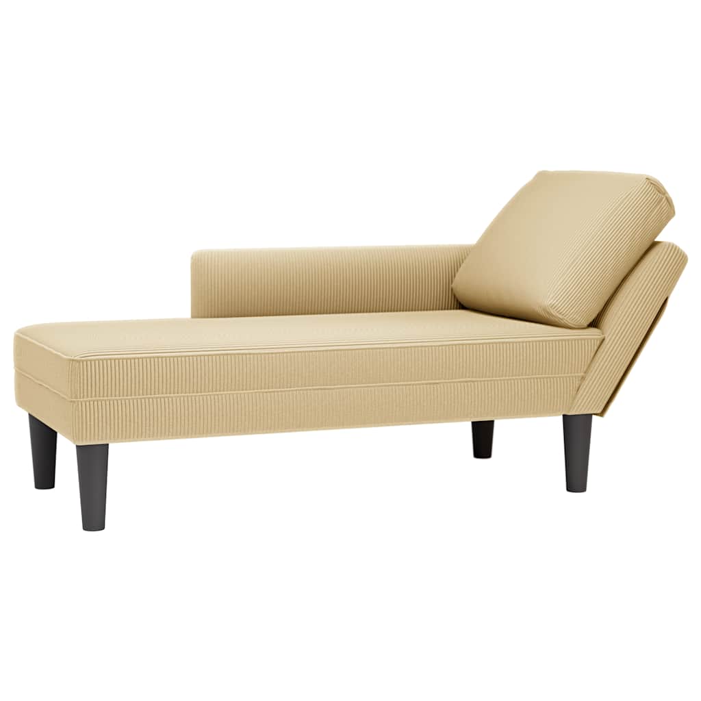 Chaiselongue mit Kissen Graugrün Cordstoff