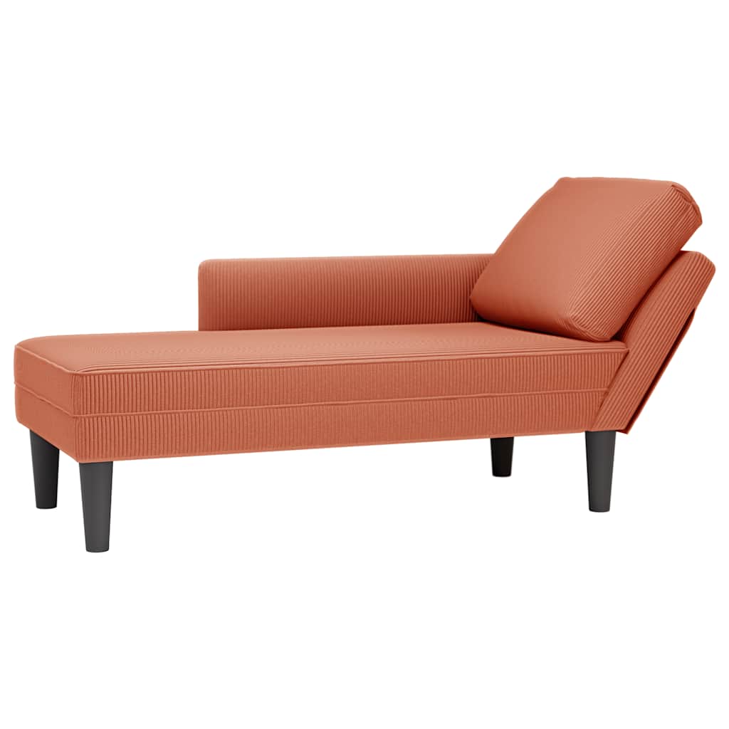 Chaiselongue mit Kissen Rot-orange Cordstoff