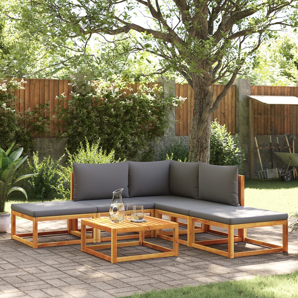 6-tlg. Gartensofa-Set mit Kissen Holz Akazie & Seil