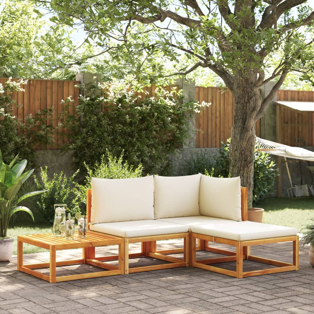 4-tlg. Gartensofa-Set mit Kissen Holz Akazie & Seil
