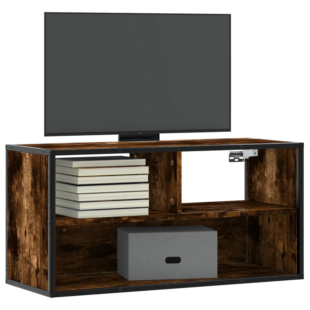 TV-Schrank Räuchereiche 80x31x39,5 cm Holzwerkstoff und Metall