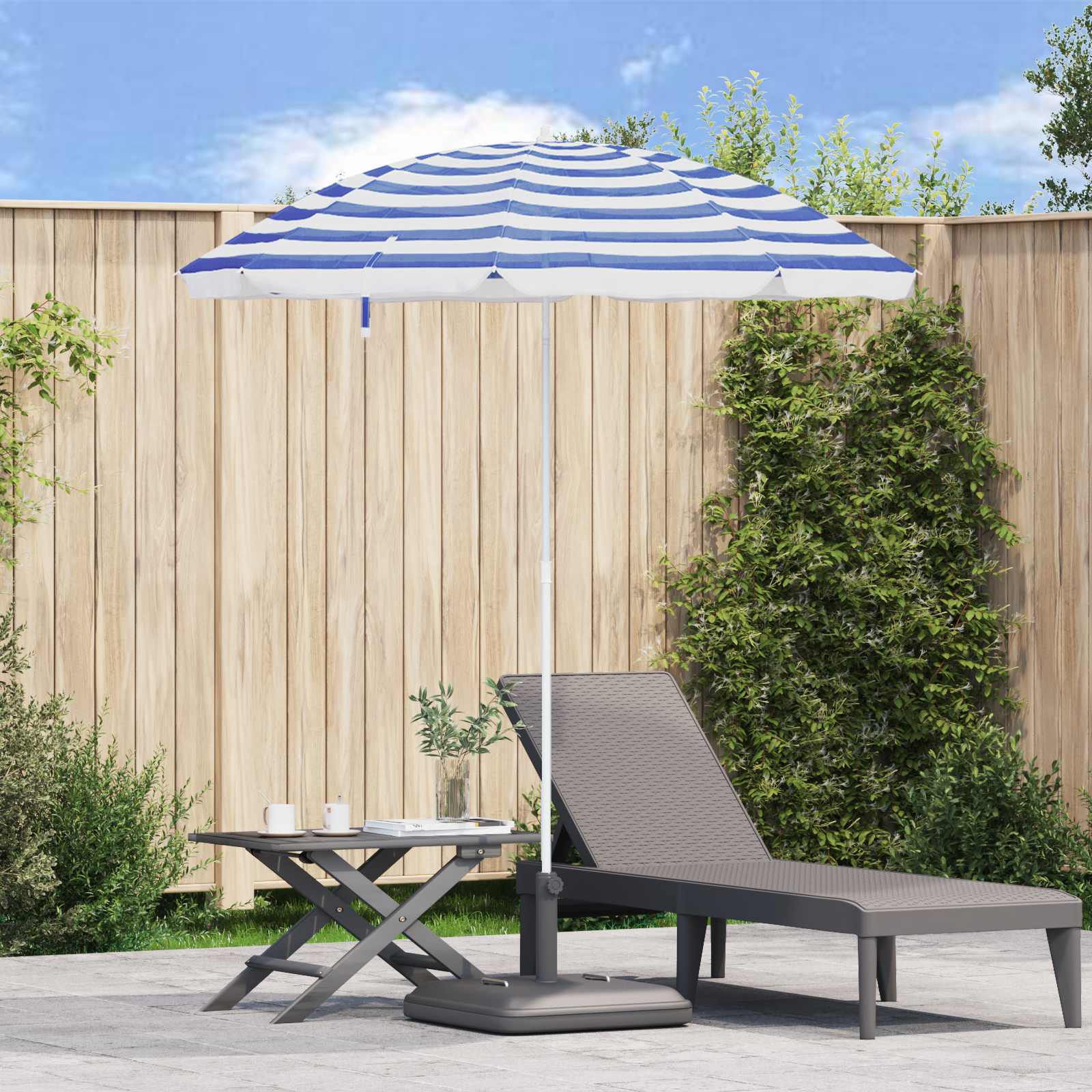 Gartensonnenschirm 240 cm 170T Polyester Blau und Weiß
