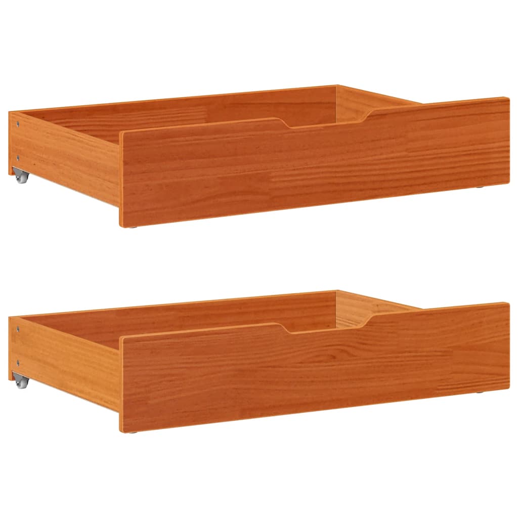 Bettschubladen 2 Stk. Wachsbraun 80x55x17 cm Massivholz Kiefer