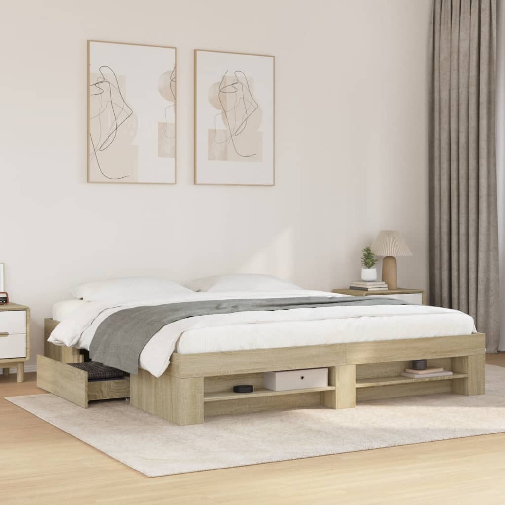 Bettgestell ohne Matratze Sonoma-Eiche 200x200 cm Holzwerkstoff