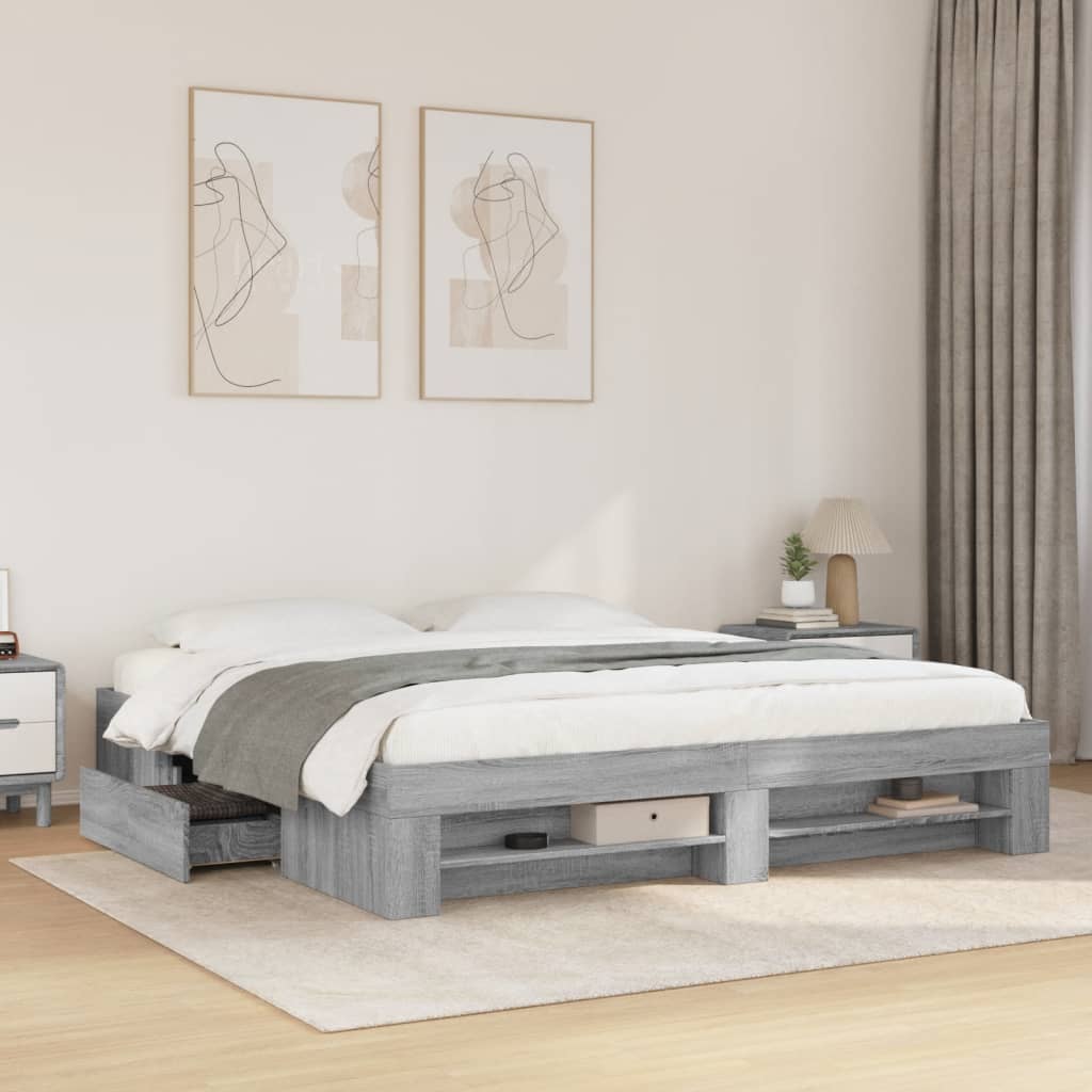 Bettgestell ohne Matratze Grau Sonoma 180x200 cm Holzwerkstoff