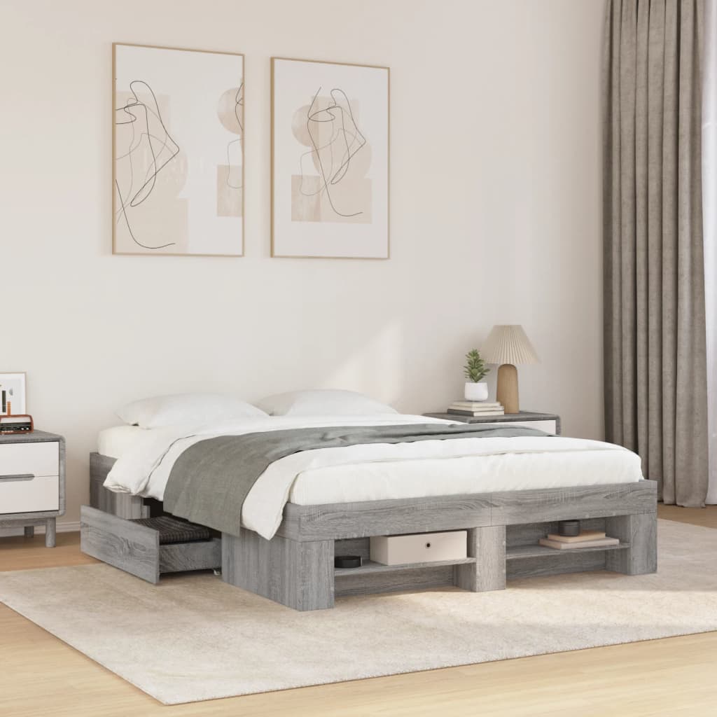 Bettgestell Grau Sonoma 120x200 cm Holzwerkstoff