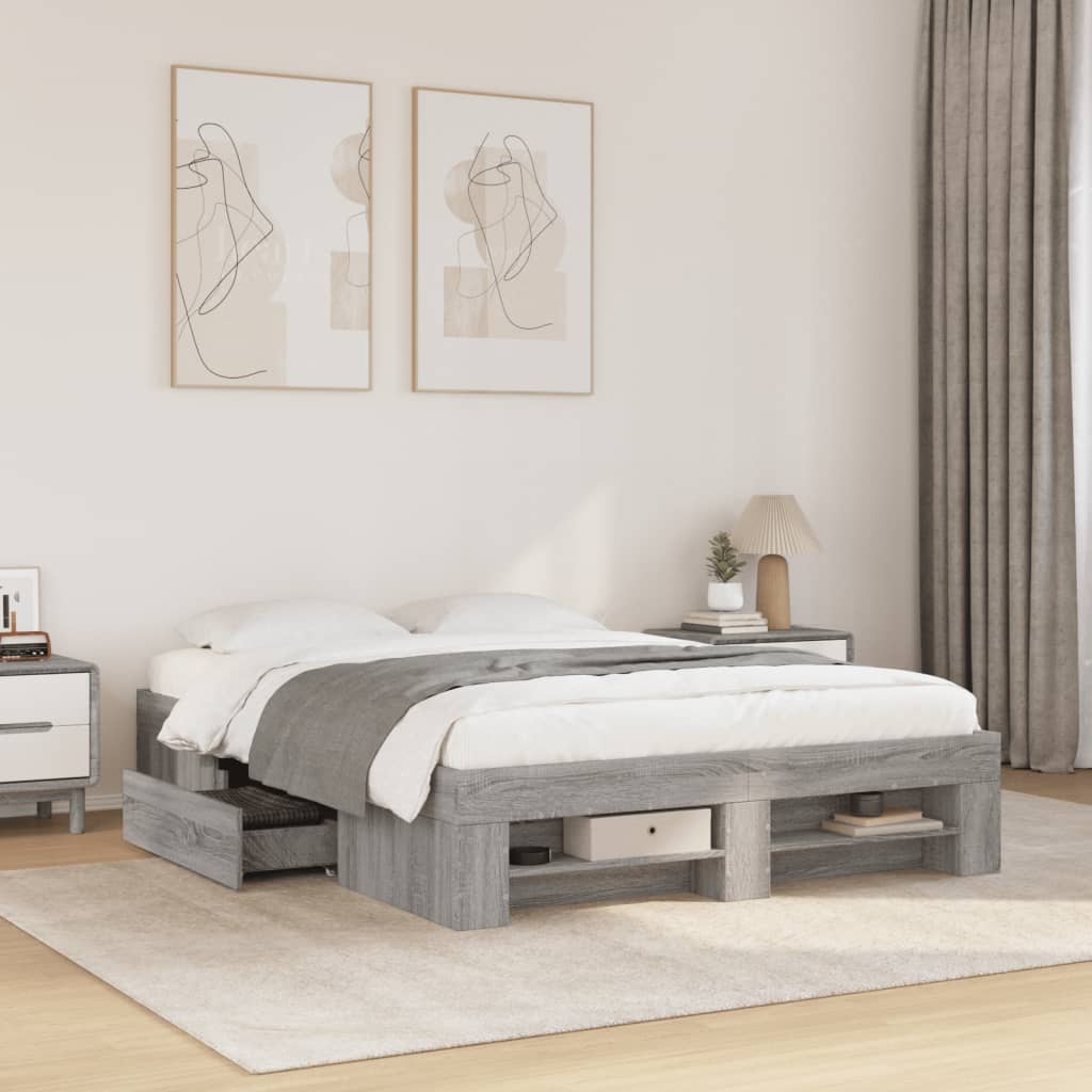 Bettgestell Grau Sonoma 140x190 cm Holzwerkstoff