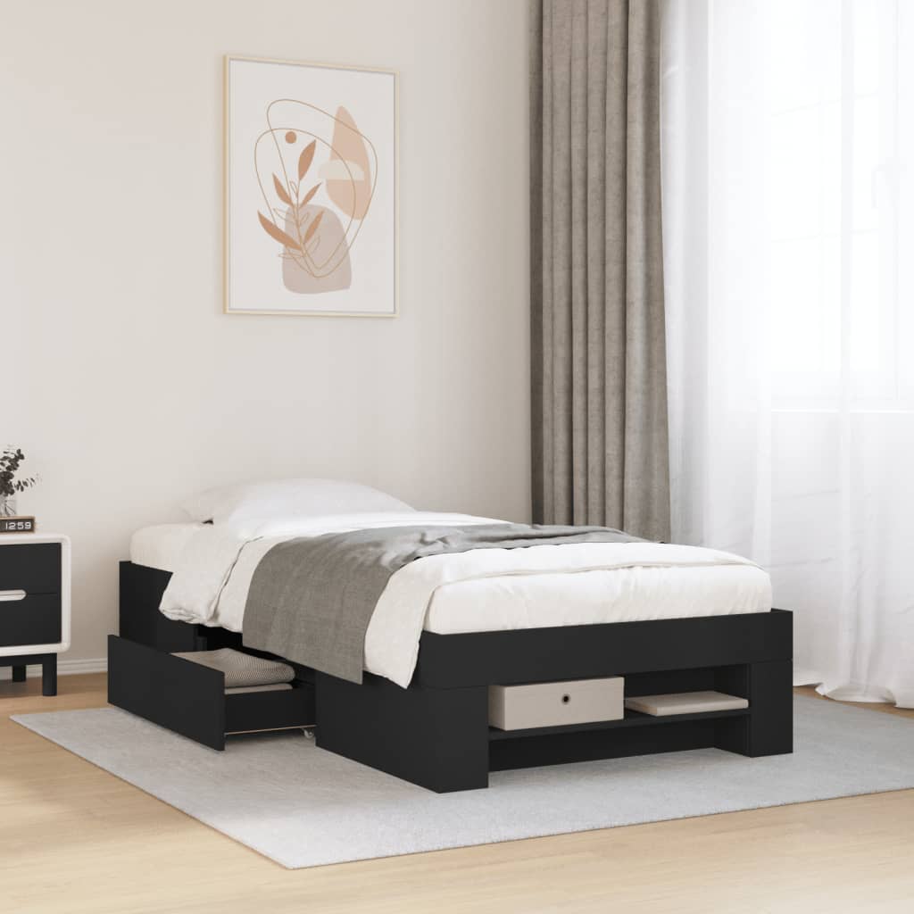 Bettgestell Schwarz 90x190 cm Holzwerkstoff
