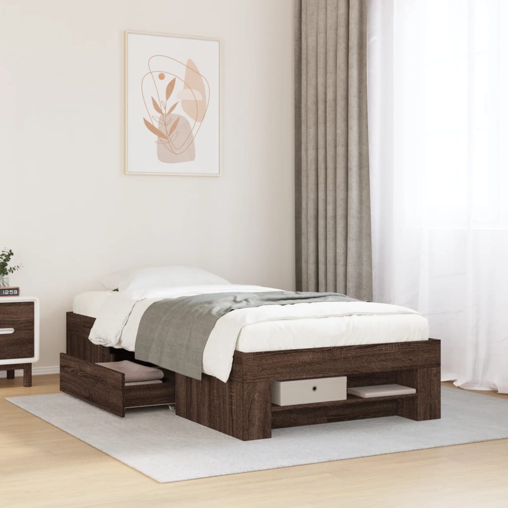 Bettgestell ohne Matratze Braun Eiche 90x190 cm Holzwerkstoff