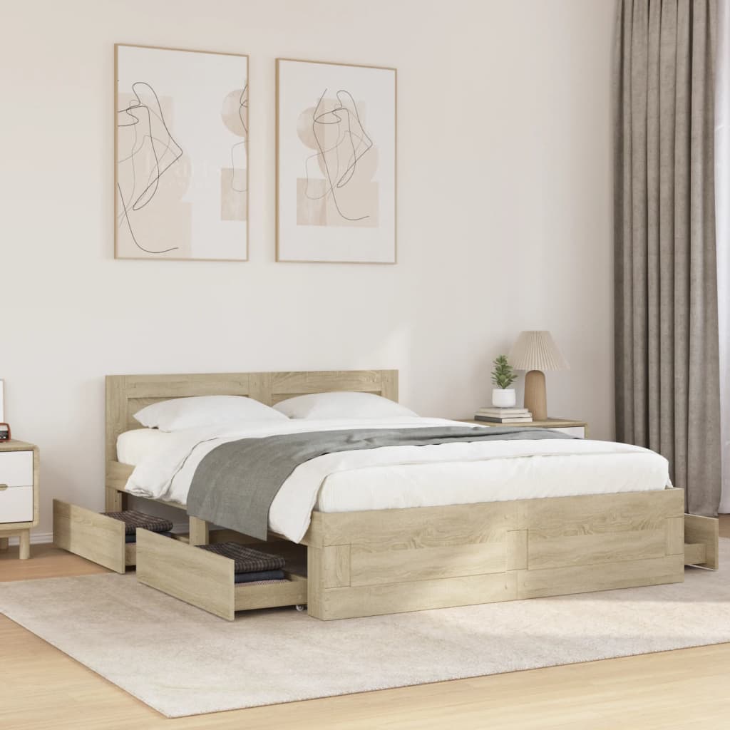 Bettgestell mit Kopfteil Sonoma-Eiche 120x190 cm Holzwerkstoff
