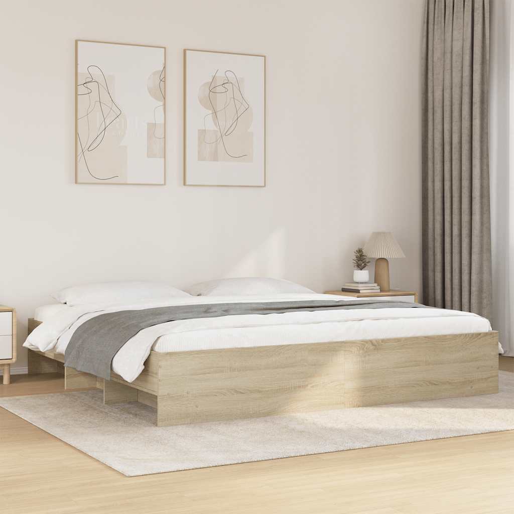 Bettgestell ohne Matratze Sonoma-Eiche 200x200 cm Holzwerkstoff