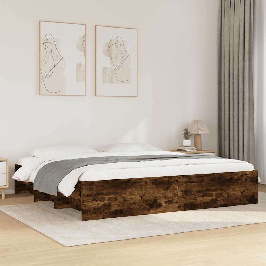 Bettgestell ohne Matratze Räuchereiche 200x200 cm Holzwerkstoff