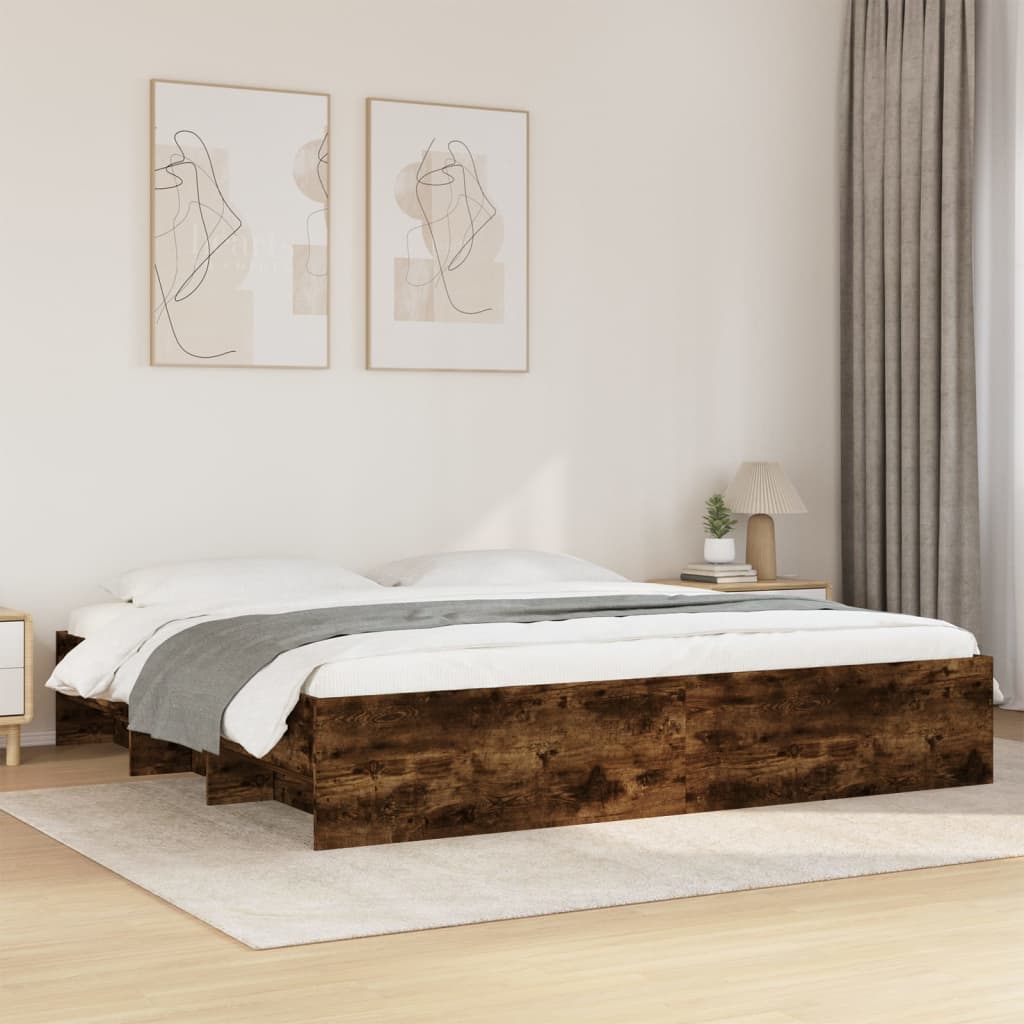 Bettgestell ohne Matratze Räuchereiche 180x200 cm Holzwerkstoff