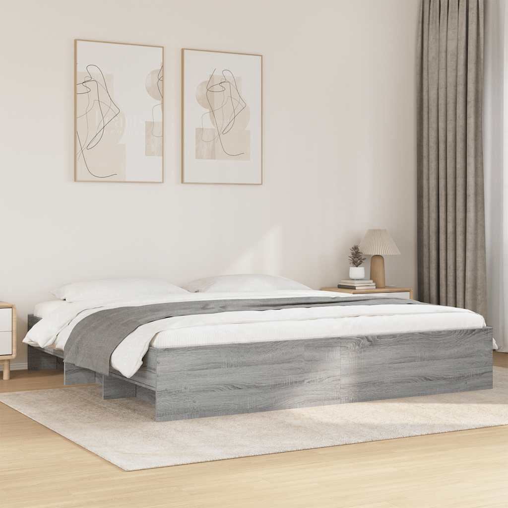 Bettgestell ohne Matratze Grau Sonoma 180x200 cm Holzwerkstoff