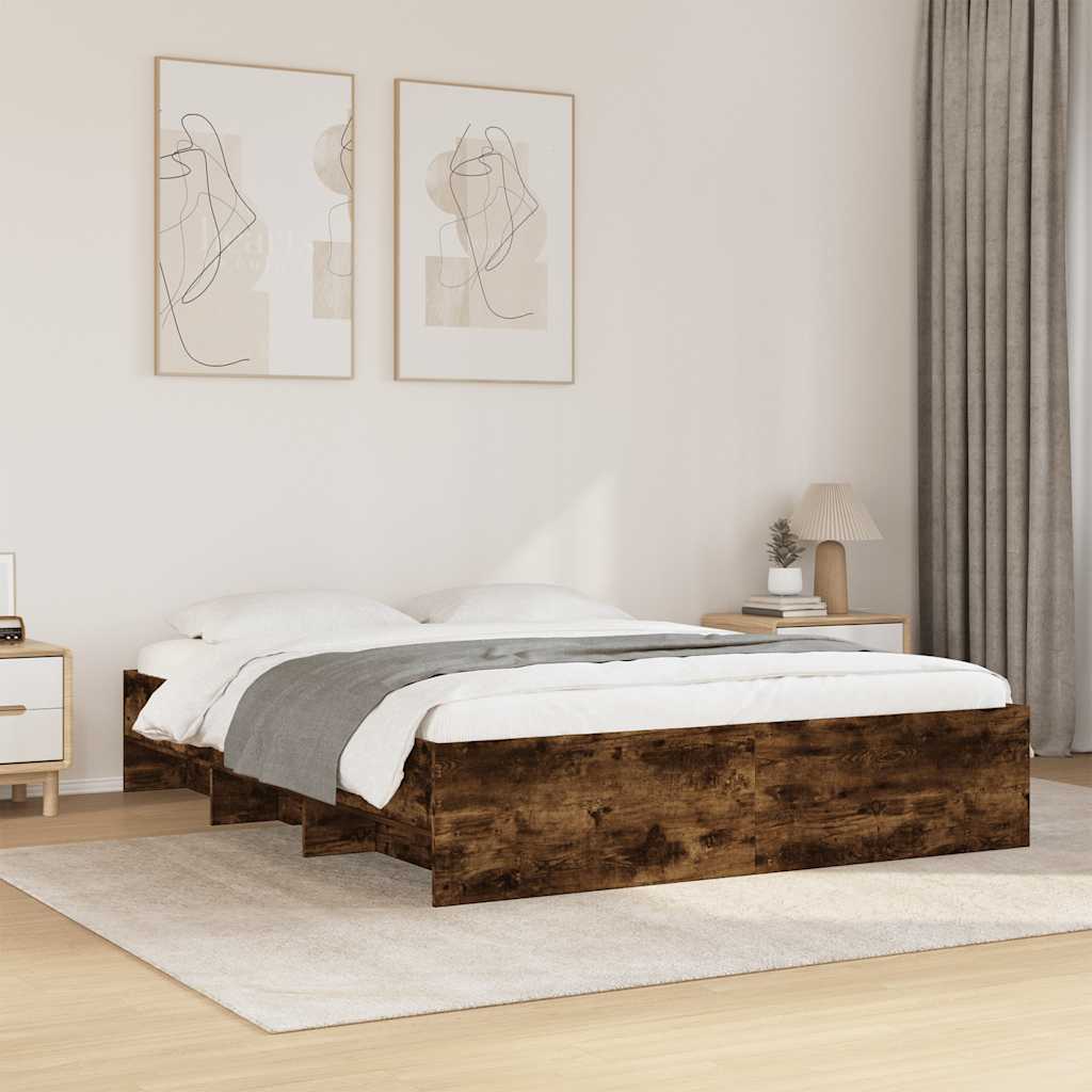 Bettgestell ohne Matratze Räuchereiche 160x200 cm Holzwerkstoff