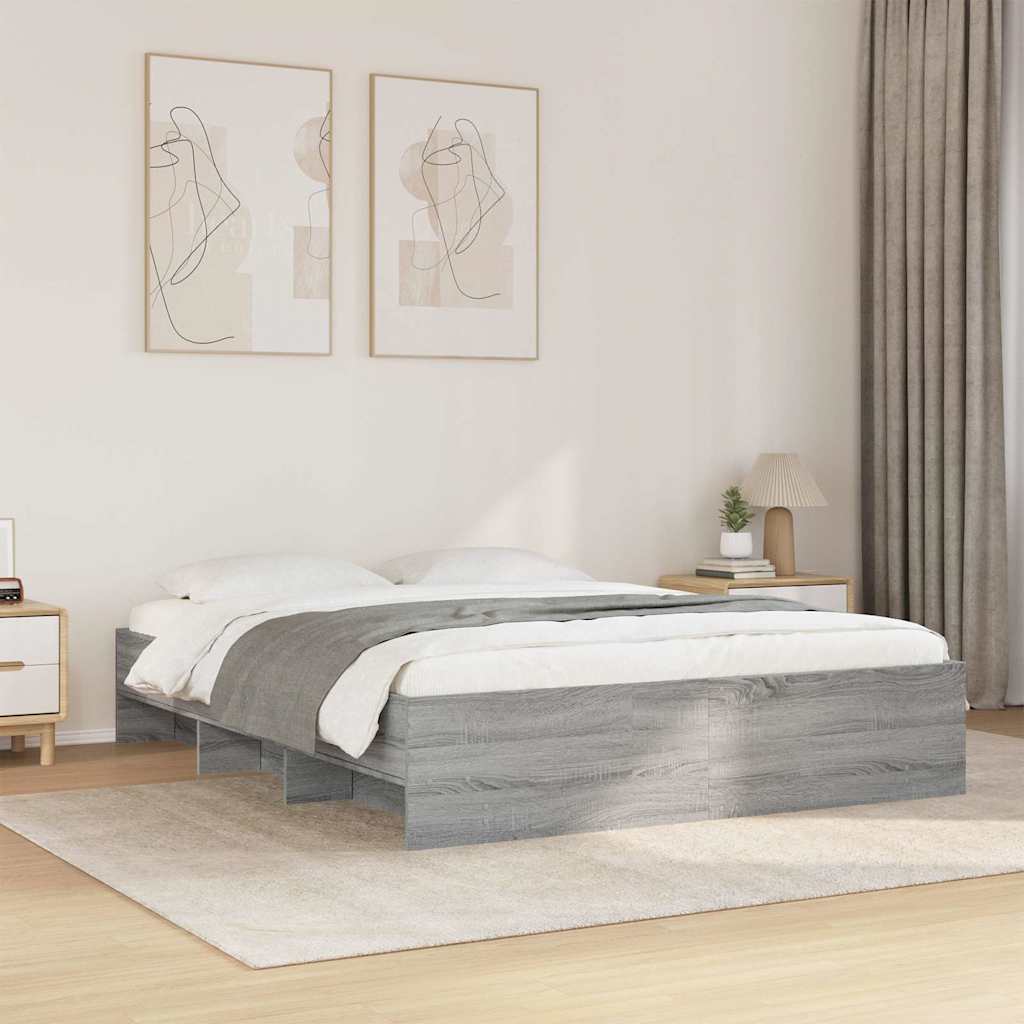 Bettgestell ohne Matratze Grau Sonoma 160x200 cm Holzwerkstoff