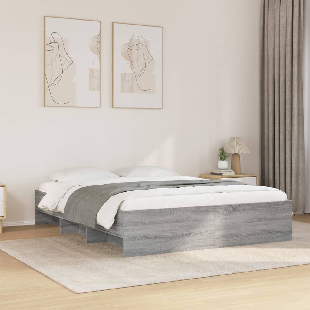 Bettgestell Grau Sonoma 150x200 cm Holzwerkstoff