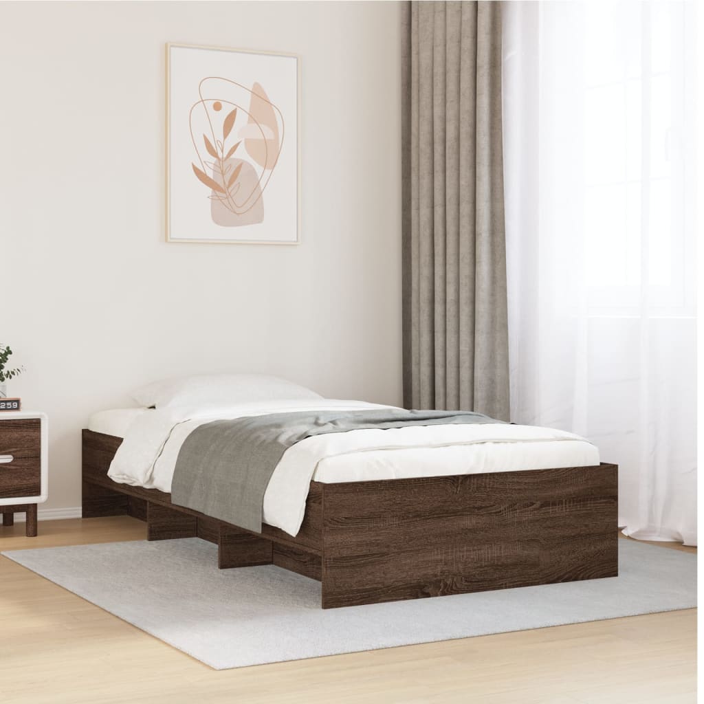 Bettgestell ohne Matratze Braun Eiche 100x200 cm Holzwerkstoff