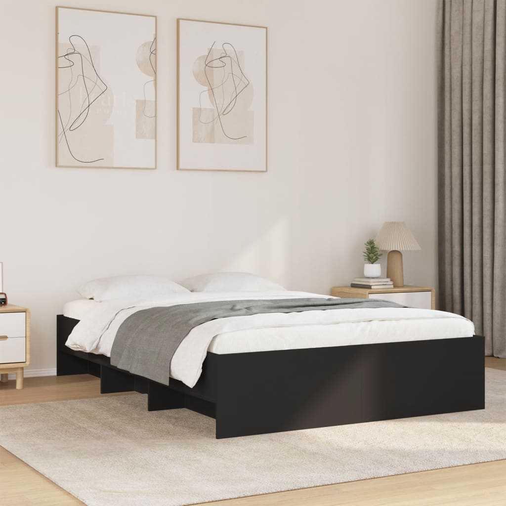 Bettgestell Schwarz 135x190 cm Holzwerkstoff
