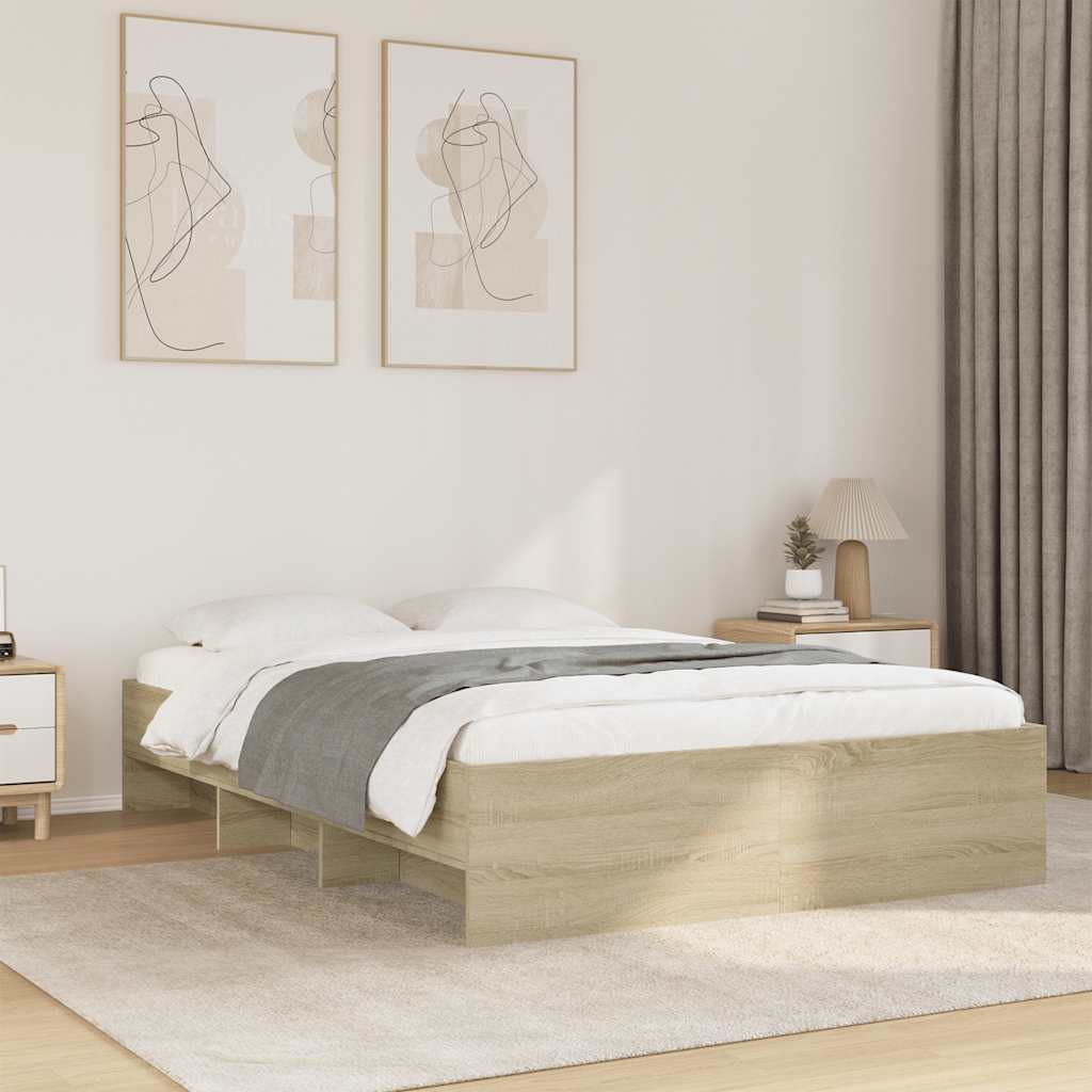 Bettgestell Sonoma-Eiche 135x190 cm Holzwerkstoff