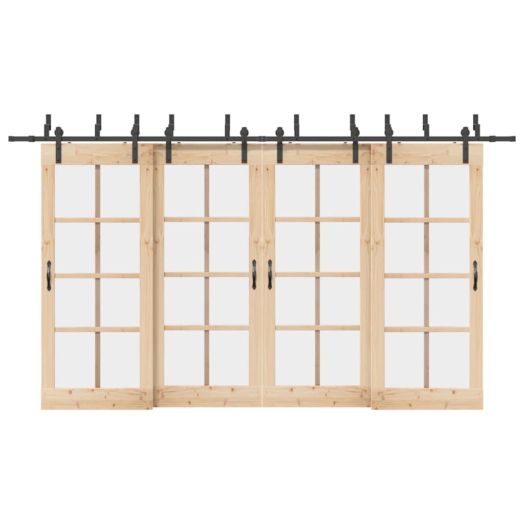 Schiebetürbeschlag-Set 400 cm Stahl Schwarz