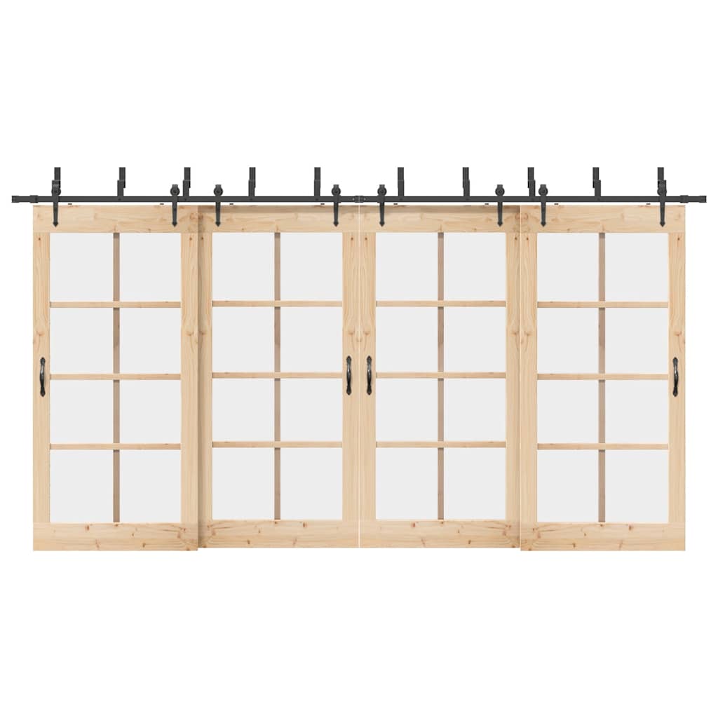 Schiebetürbeschlag-Set 427 cm Stahl Schwarz
