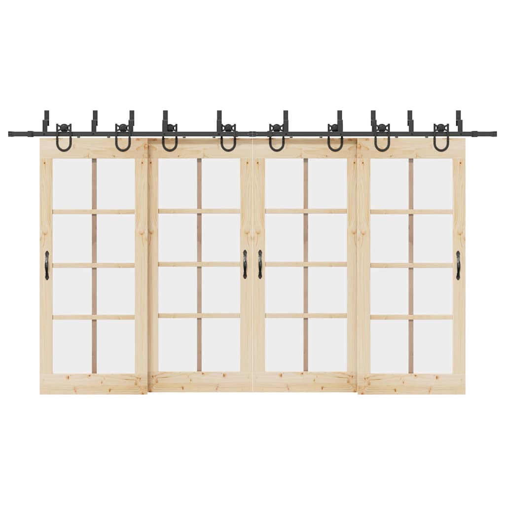 Schiebetürbeschlag-Set 400 cm Stahl Schwarz