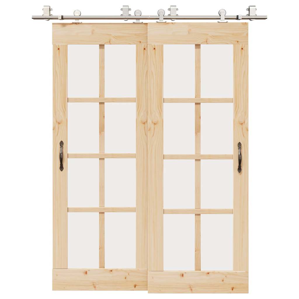 Schiebetür-Beschlagsatz 183 cm Edelstahl Silbern