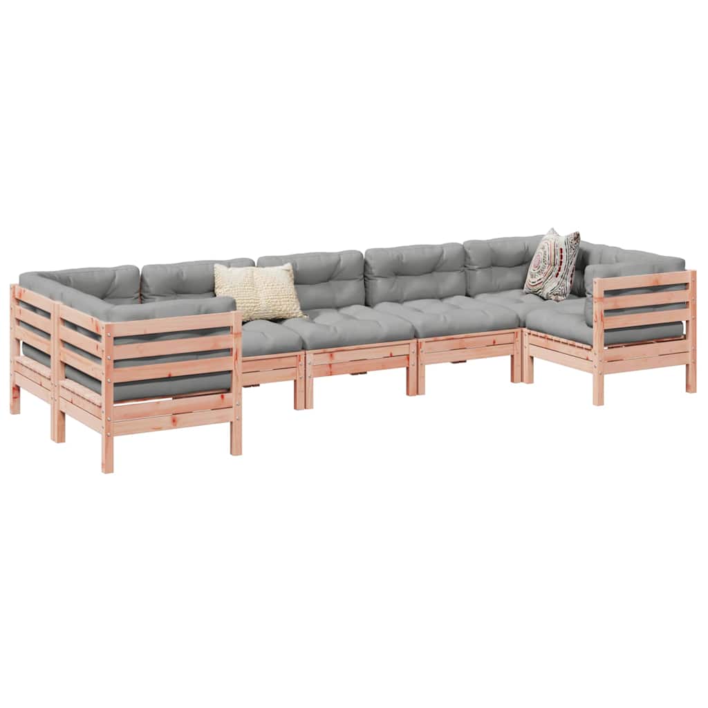 7-tlg. Garten-Sofagarnitur mit Kissen Massivholz Douglasie