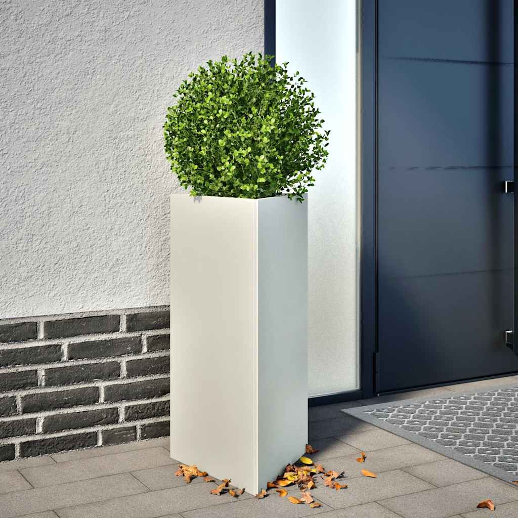 Pflanzkübel Weiß Dreieckig 40x34,5x75 cm Stahl