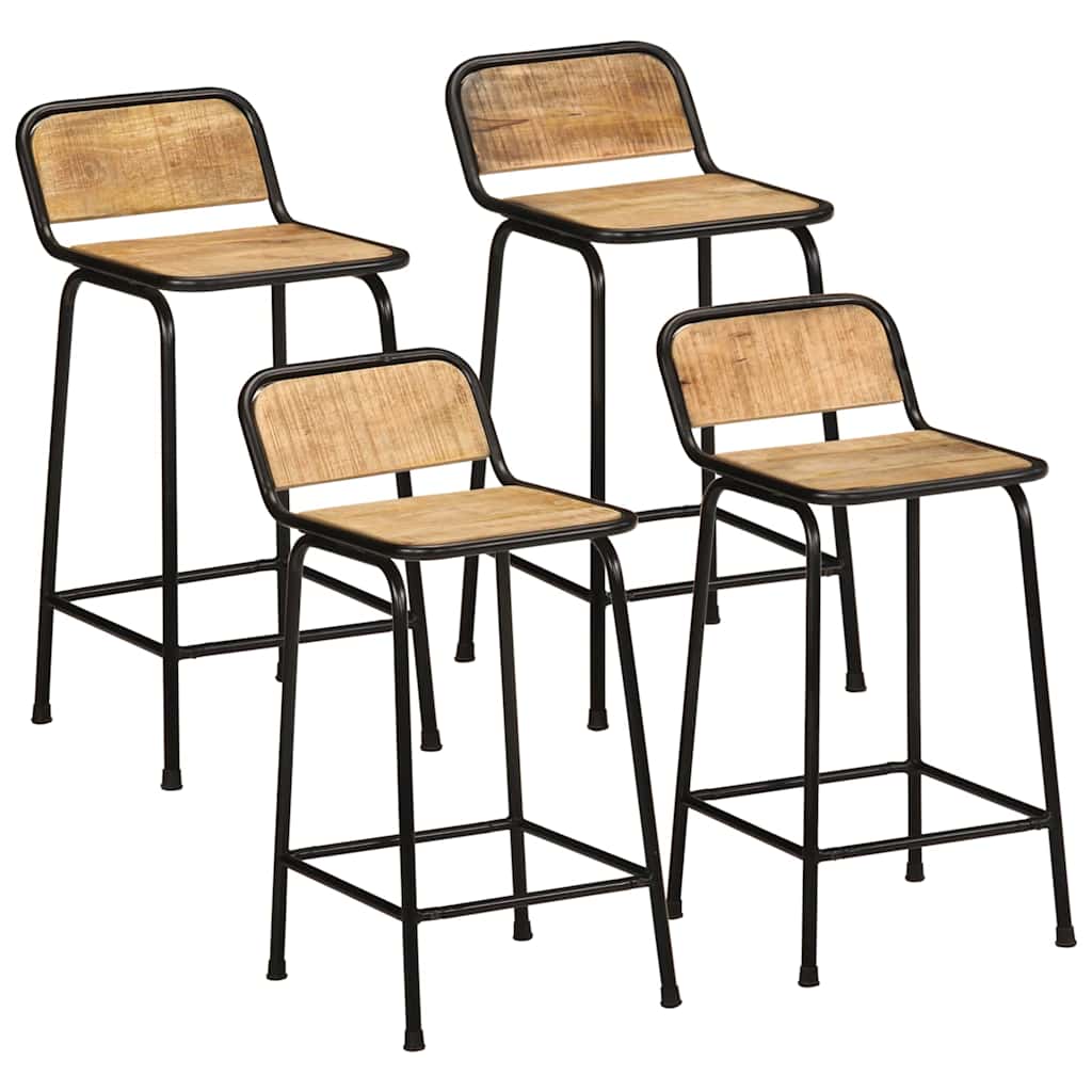 Barhocker 4 Stk. 46x35,5x80 cm Raues Mango Massivholz
