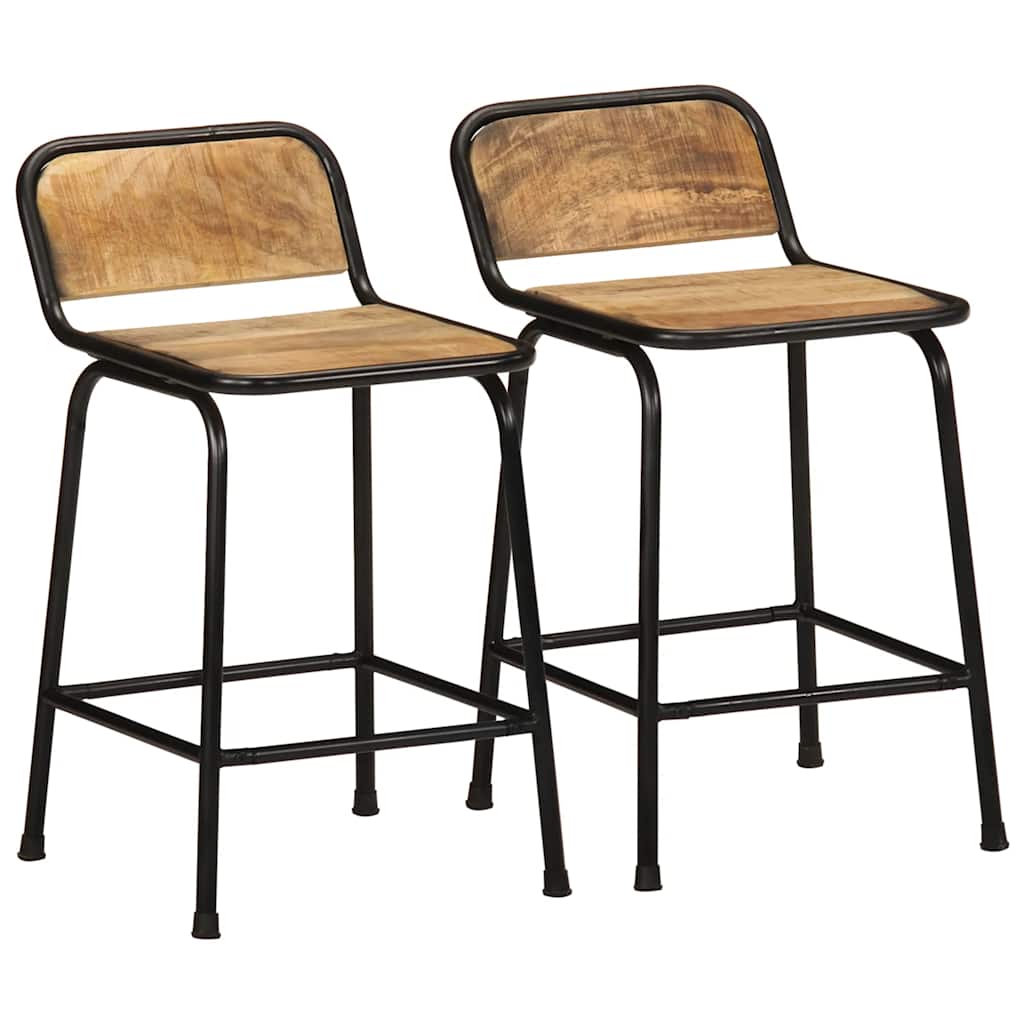 Barhocker 2 Stk. 46x35,5x70 cm Raues Mango Massivholz