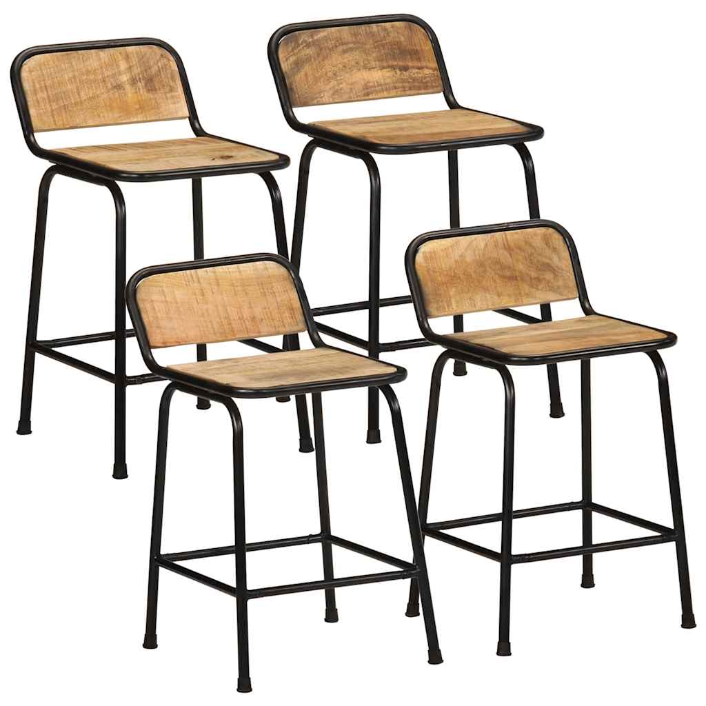 Barhocker 4 Stk. 46x35,5x70 cm Raues Mango Massivholz