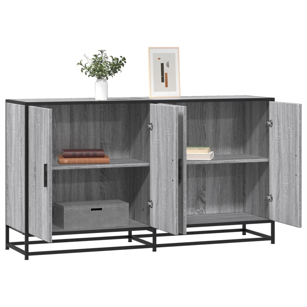Sideboard Grau Sonoma 134x35x76 cm Holzwerkstoff