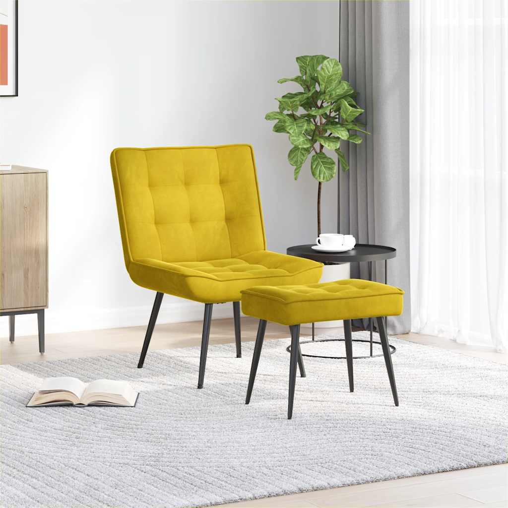 Relaxsessel mit Hocker Gelb Samt