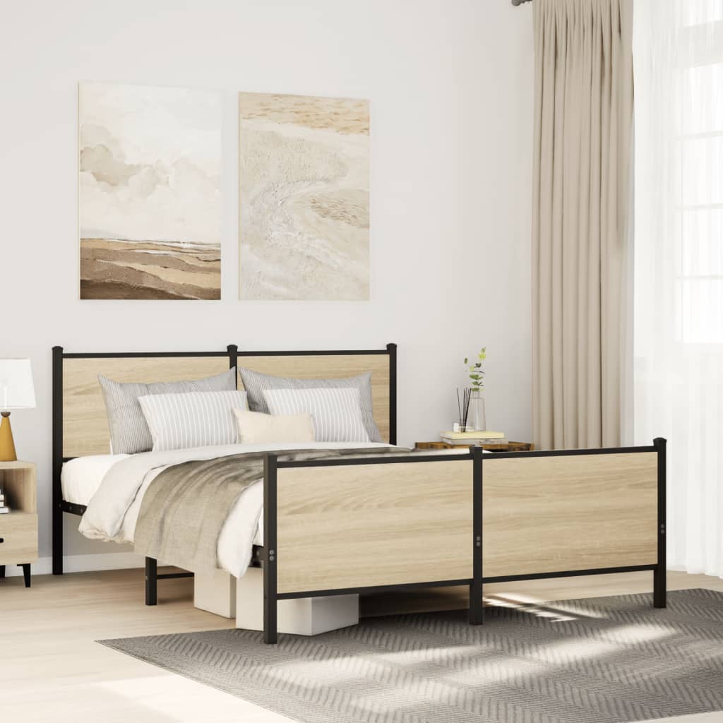 Metallbett ohne Matratze Sonoma-Eiche 150x200 cm