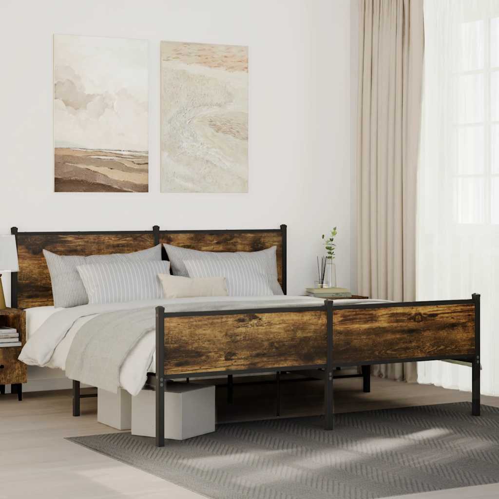 Metallbett ohne Matratze Räuchereiche 183x213 cm