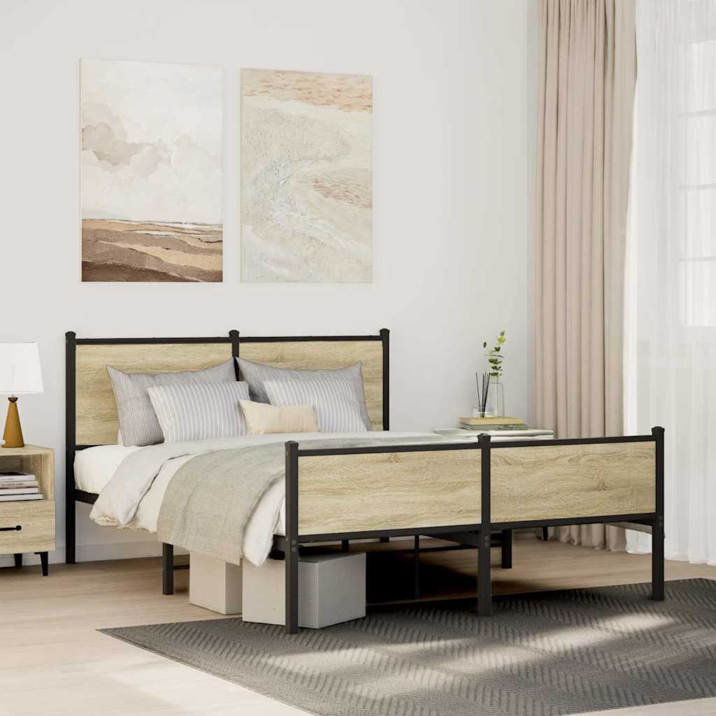 Metallbett ohne Matratze Sonoma-Eiche 150x200 cm