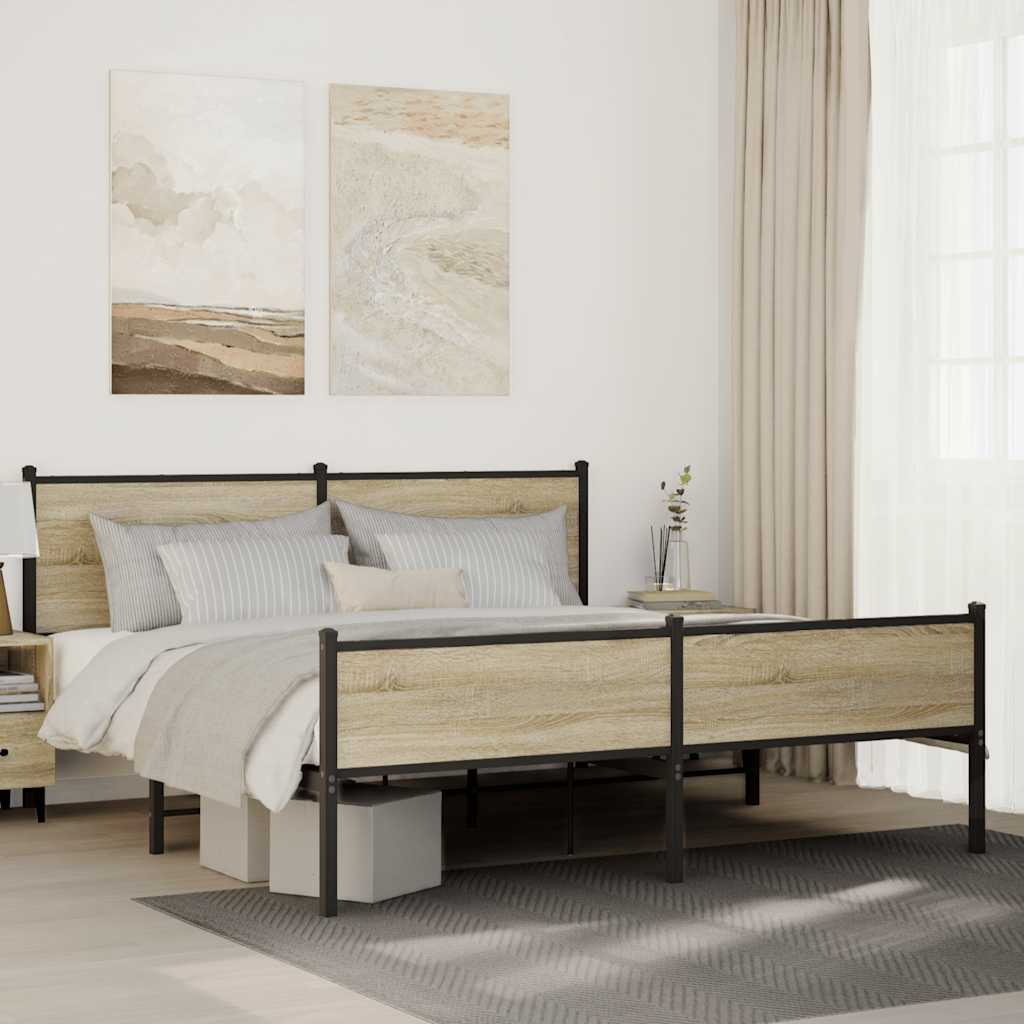 Metallbett ohne Matratze Sonoma-Eiche 183x213 cm