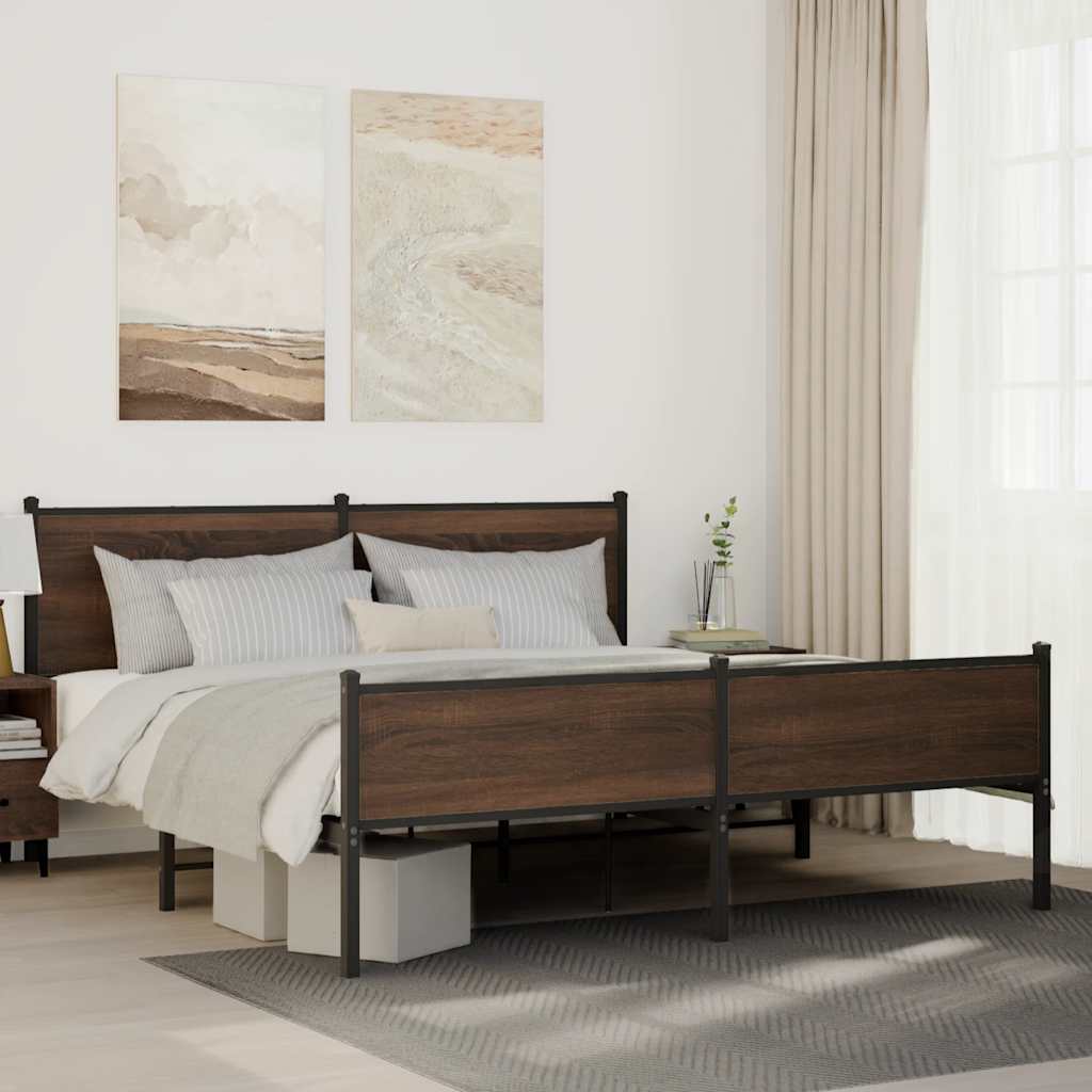 Metallbett ohne Matratze Braun Eichen-Optik 183x213 cm