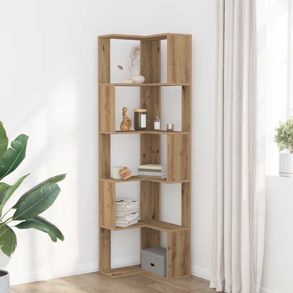 Eck-Bücherregal 5 Böden Artisan-Eiche 50x50x179cm Holzwerkstoff