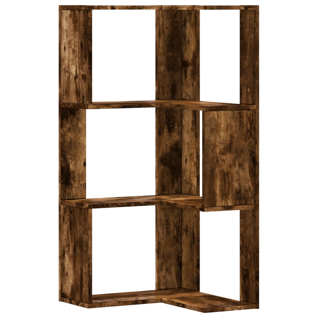 Eck-Bücherregal 3 Böden Räuchereiche 50x50x102 cm Holzwerkstoff