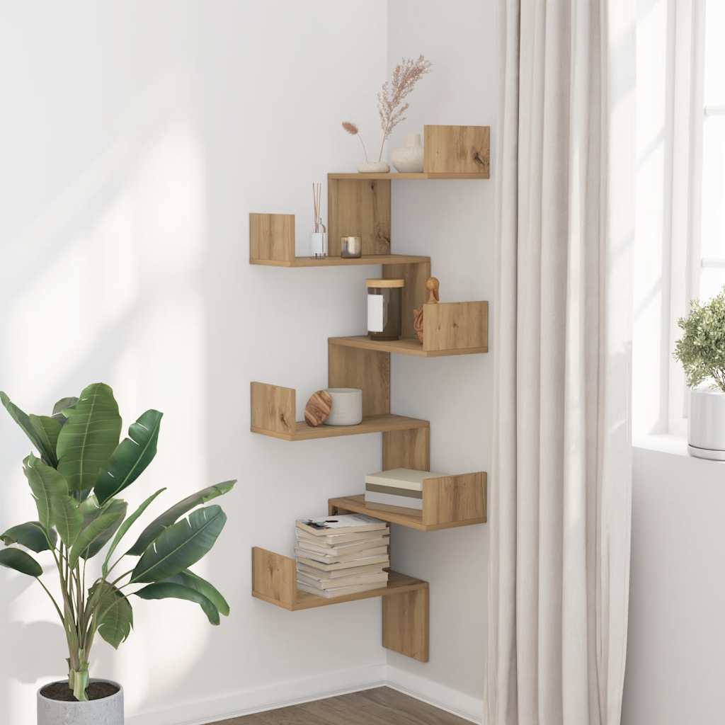 Wand-Eckregal Artisan-Eiche 45x45x147 cm Holzwerkstoff