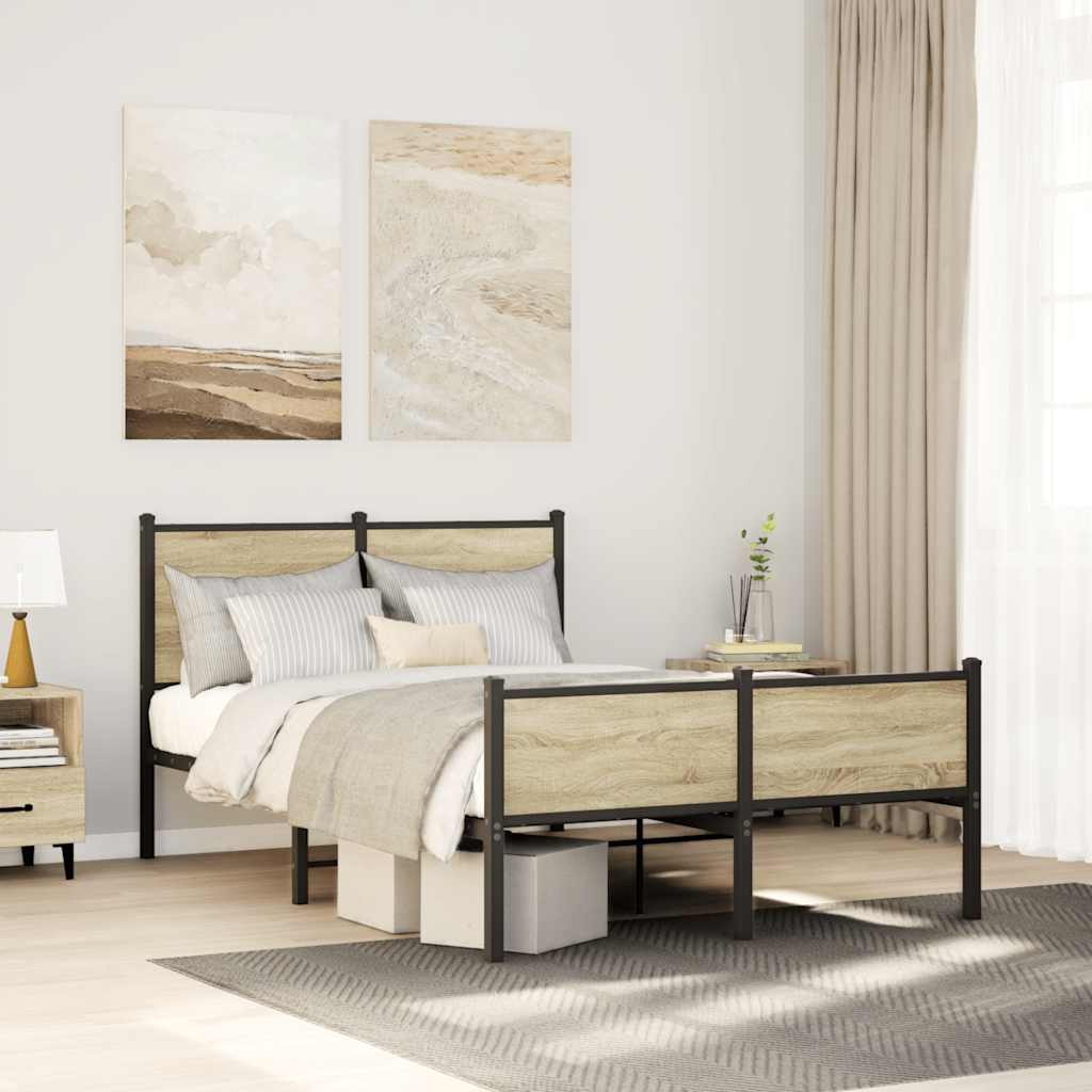 Metallbett ohne Matratze Sonoma-Eiche 120x200 cm