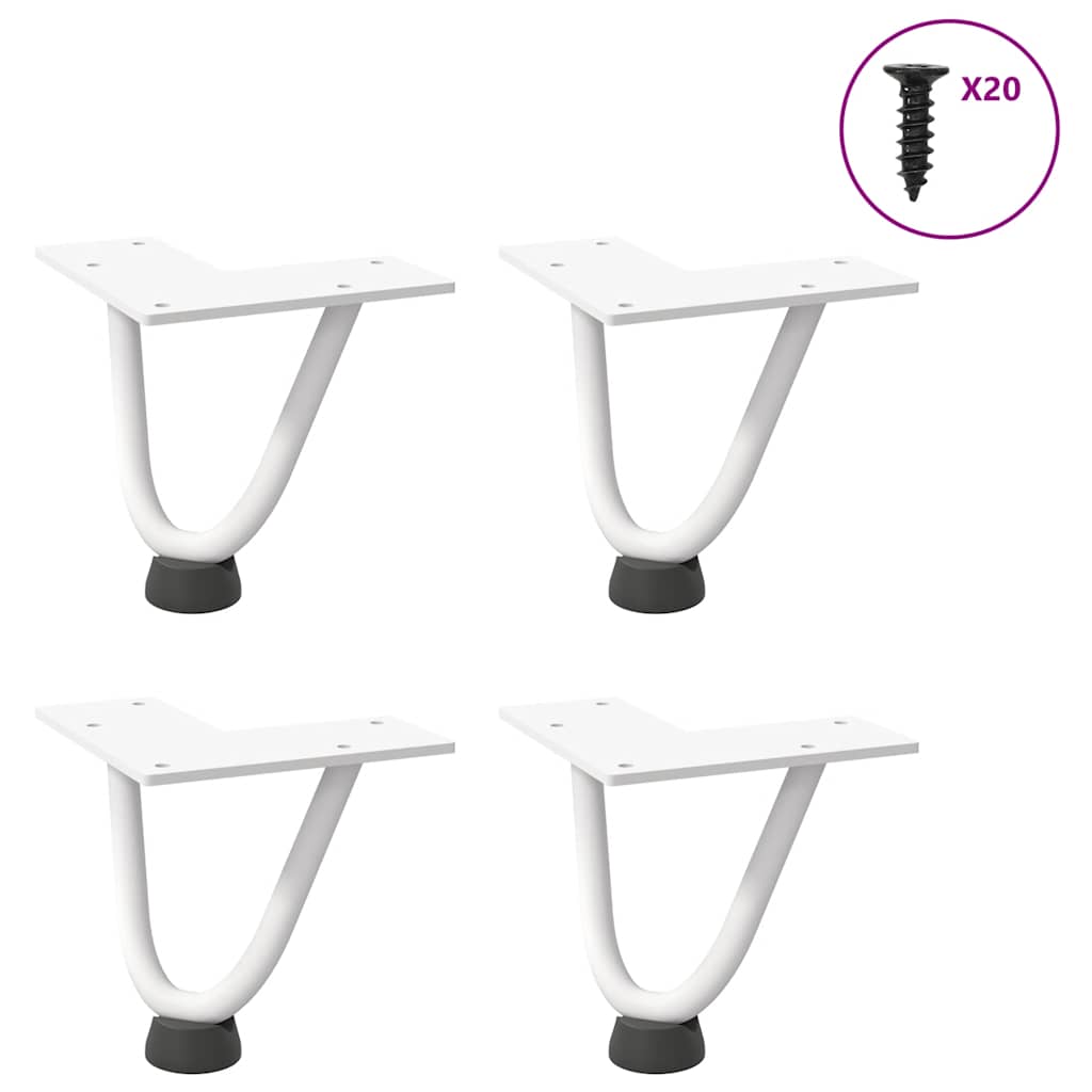 Haarnadelbeine für Couchtisch 4 Stk. Weiß 10 cm Massivstahl